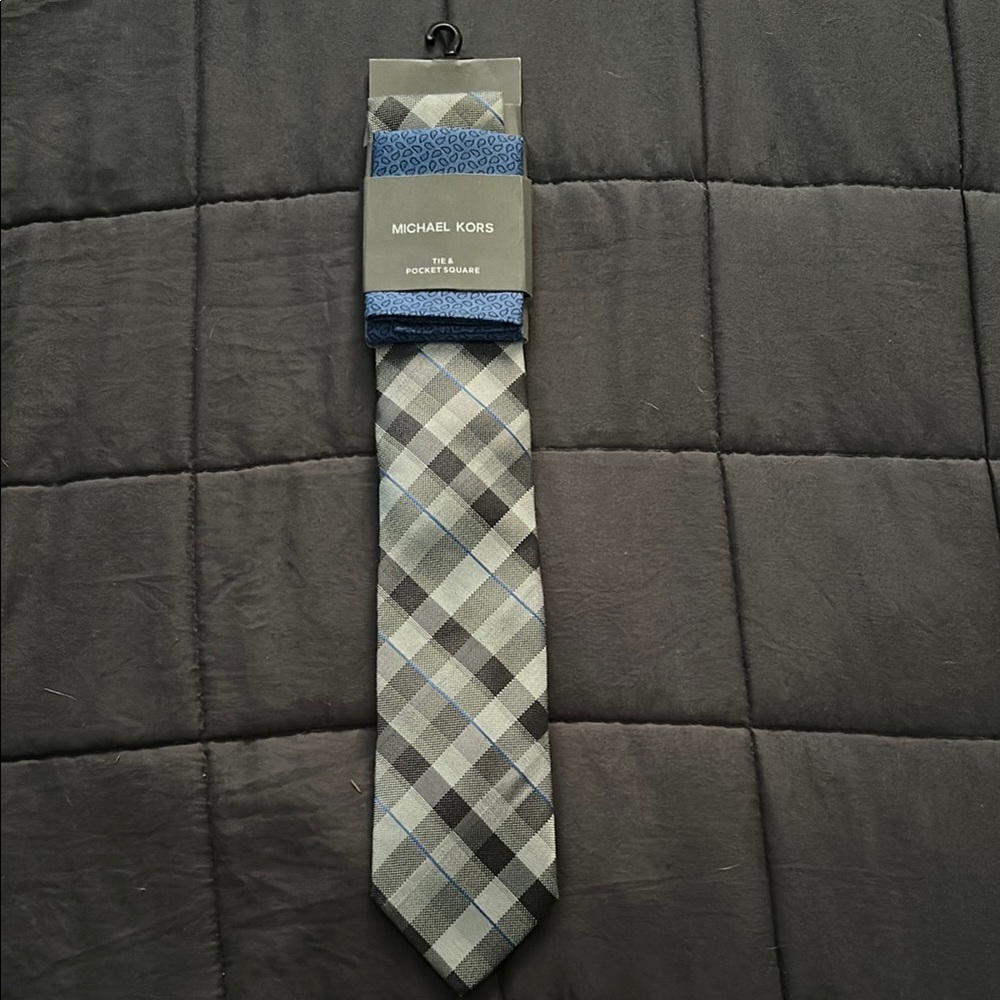 Michael Kors Gray Plaid Tie